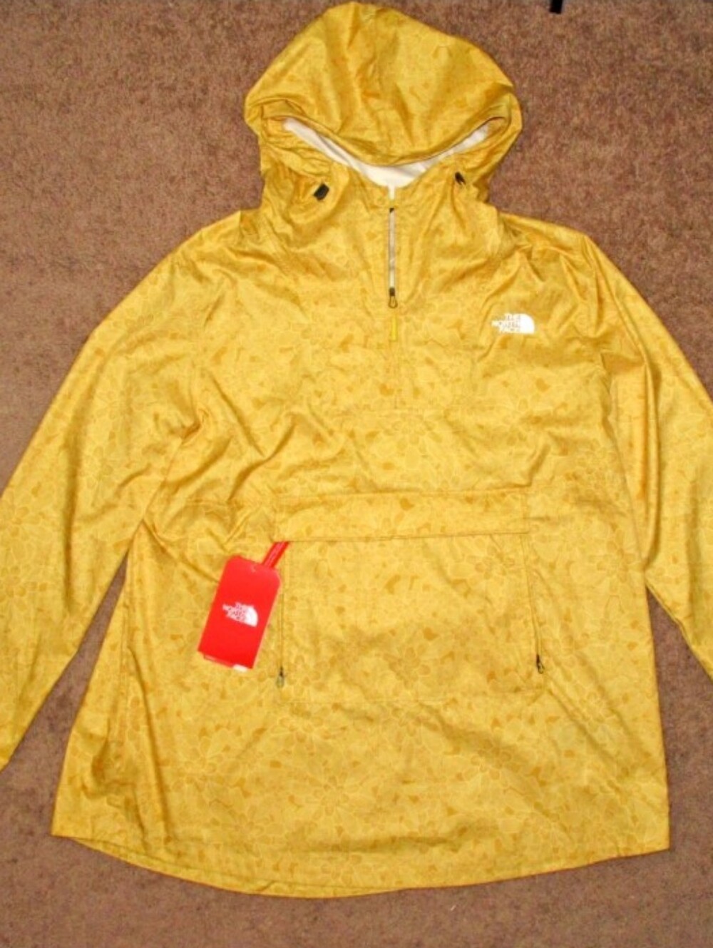The North Face Fanorak Jacket Women's Windbreaker Pullover Hooded Yellow Size L